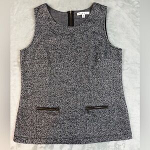 CAbi Cece Shell top Women’s M black sleeveless tweed blouse